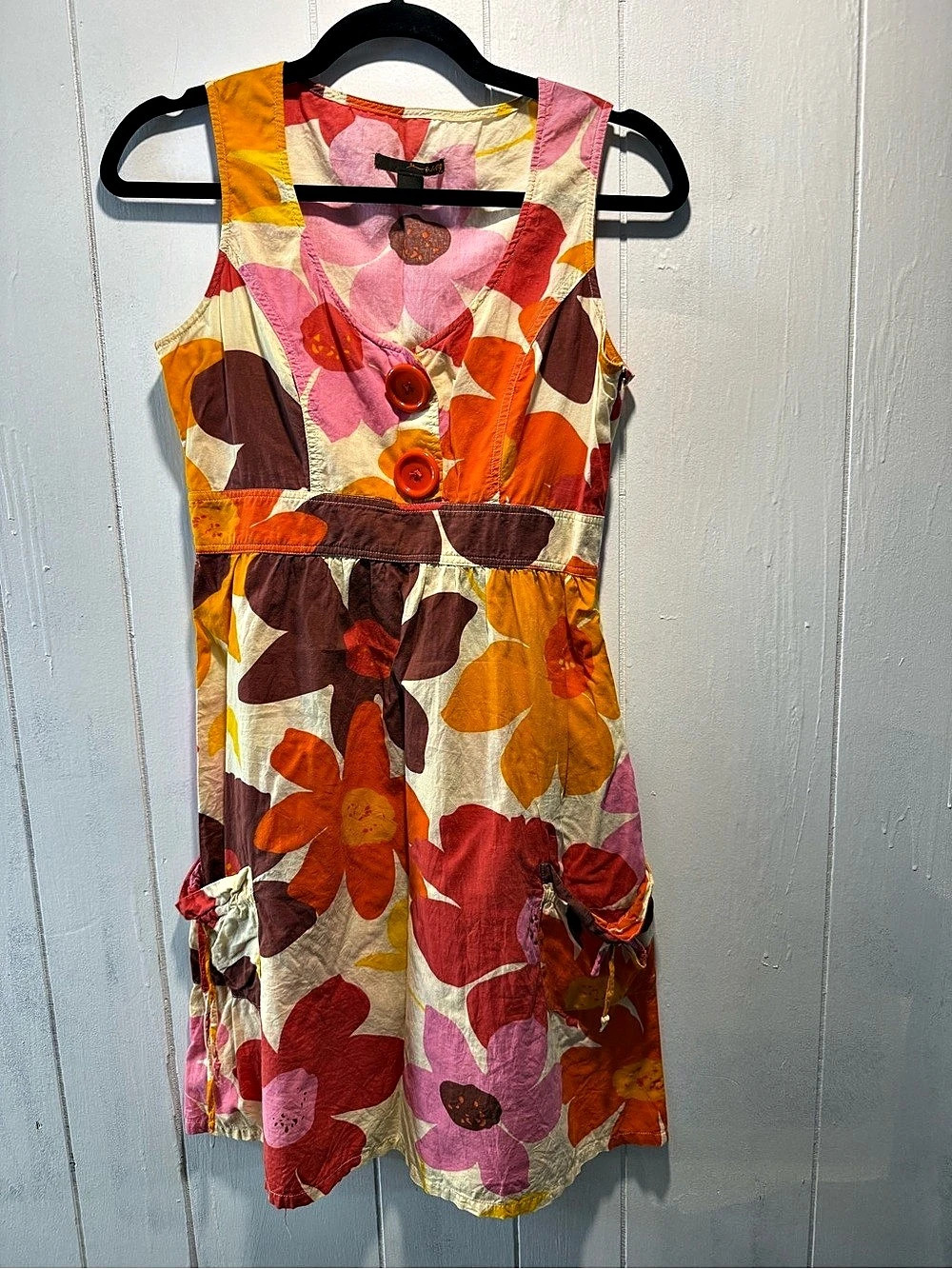 Floral Mini Dress in Pink & Orange Size Medium